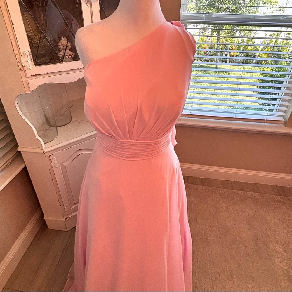 NEW Pastel Pink Dress, Pink Prom Dress, One Shoulder Dress, NWOT Sice XL/16 - Picture 5 of 11